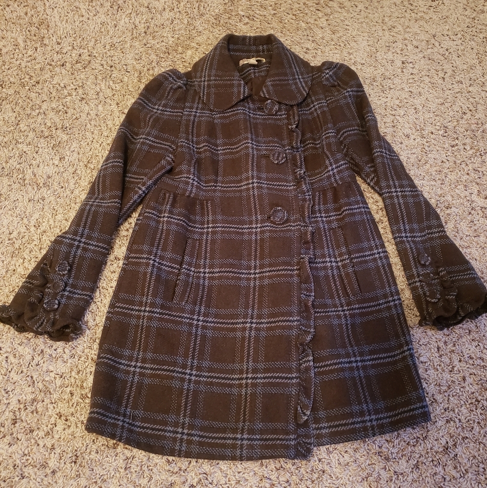 Brown Plaid babydoll coat